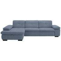 ECKSOFA in Flachgewebe Blau  - Blau/Schwarz, Design, Textil/Metall (174/297cm) - Beldomo Style