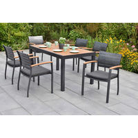 GARTENTISCHGRUPPE Aluminium  - Graphitfarben/Naturfarben, KONVENTIONELL, Kunststoff/Textil - Gardenson