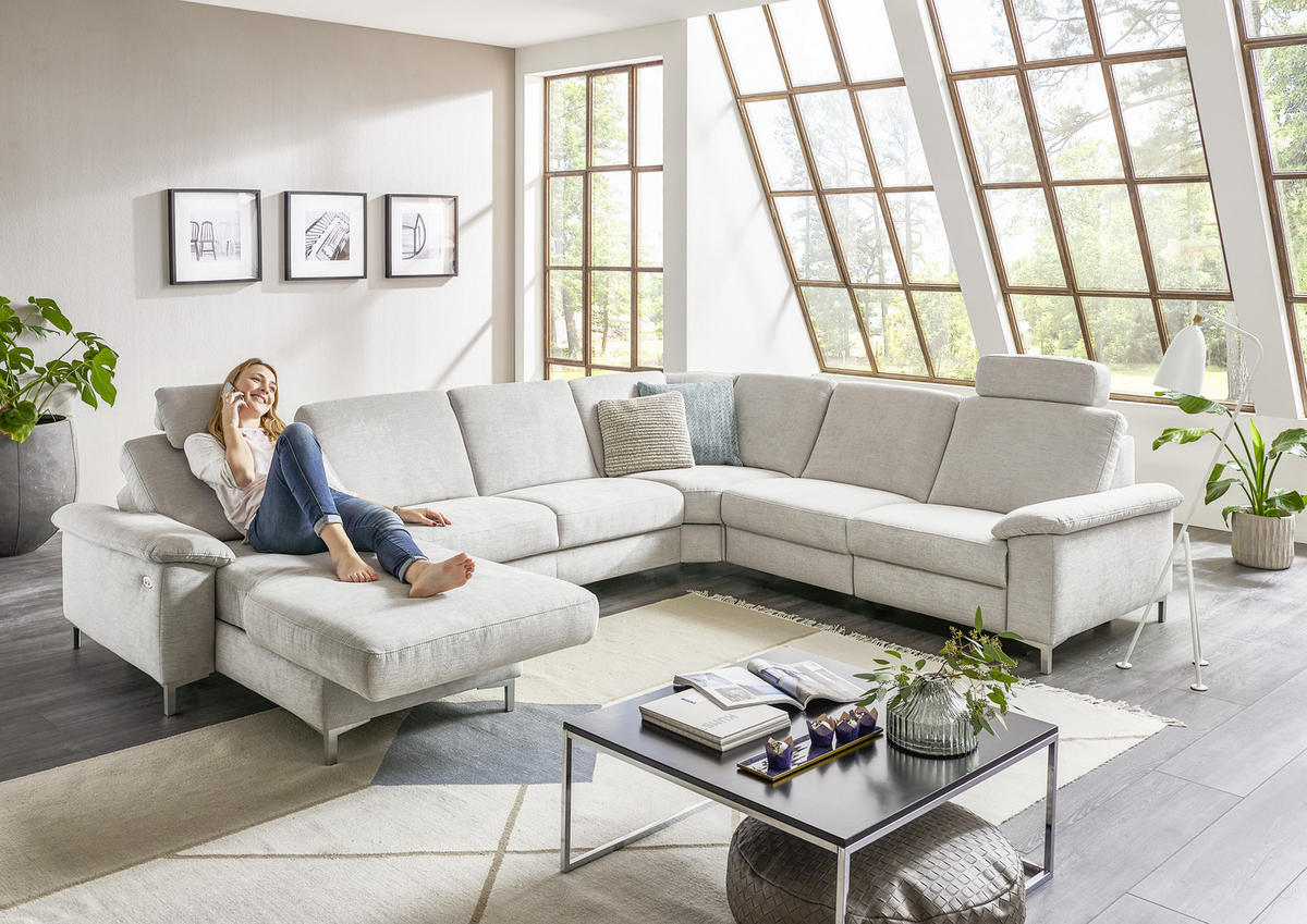 WOHNLANDSCHAFT in Chenille Silberfarben, Hellgrau  - Silberfarben/Hellgrau, Design, Textil/Metall (170/333/265cm) - Dieter Knoll