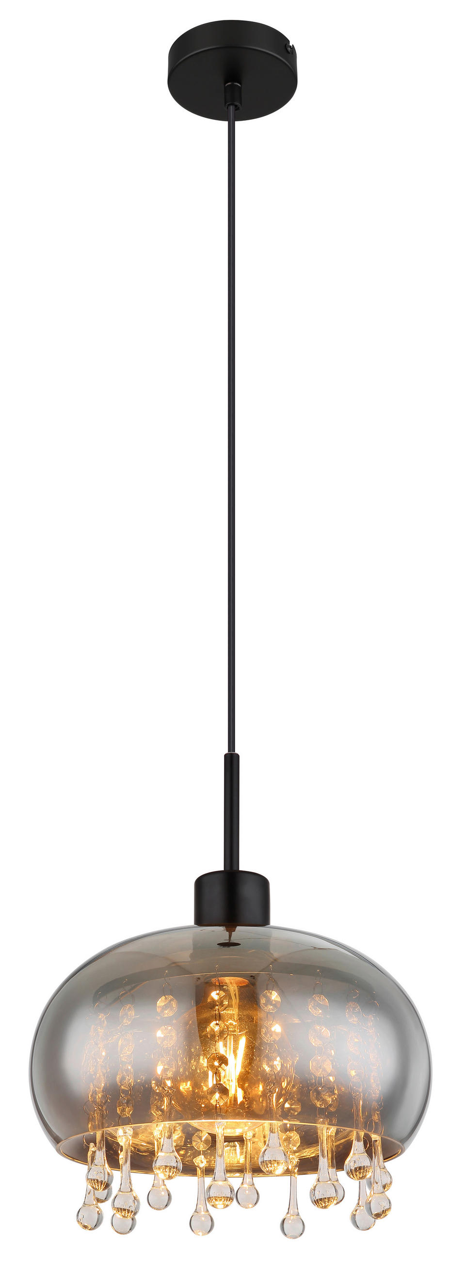 HÄNGELEUCHTE 28/120 cm    - Klar/Schwarz, Lifestyle, Glas/Textil (28/120cm) - Globo