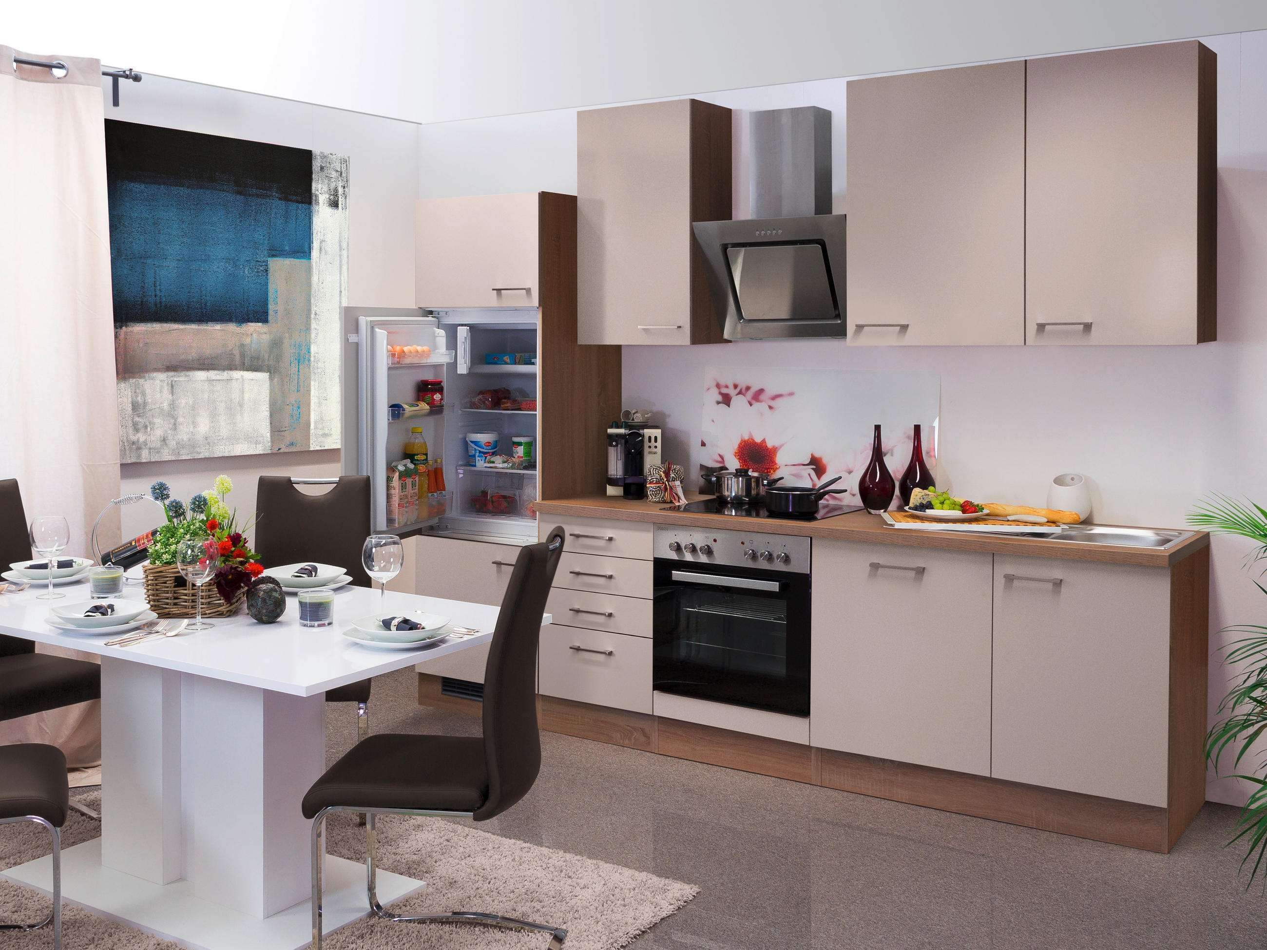 Küchenzeile Nepal Mit Geräten 280 Cm Kaschmir/eiche Dekor