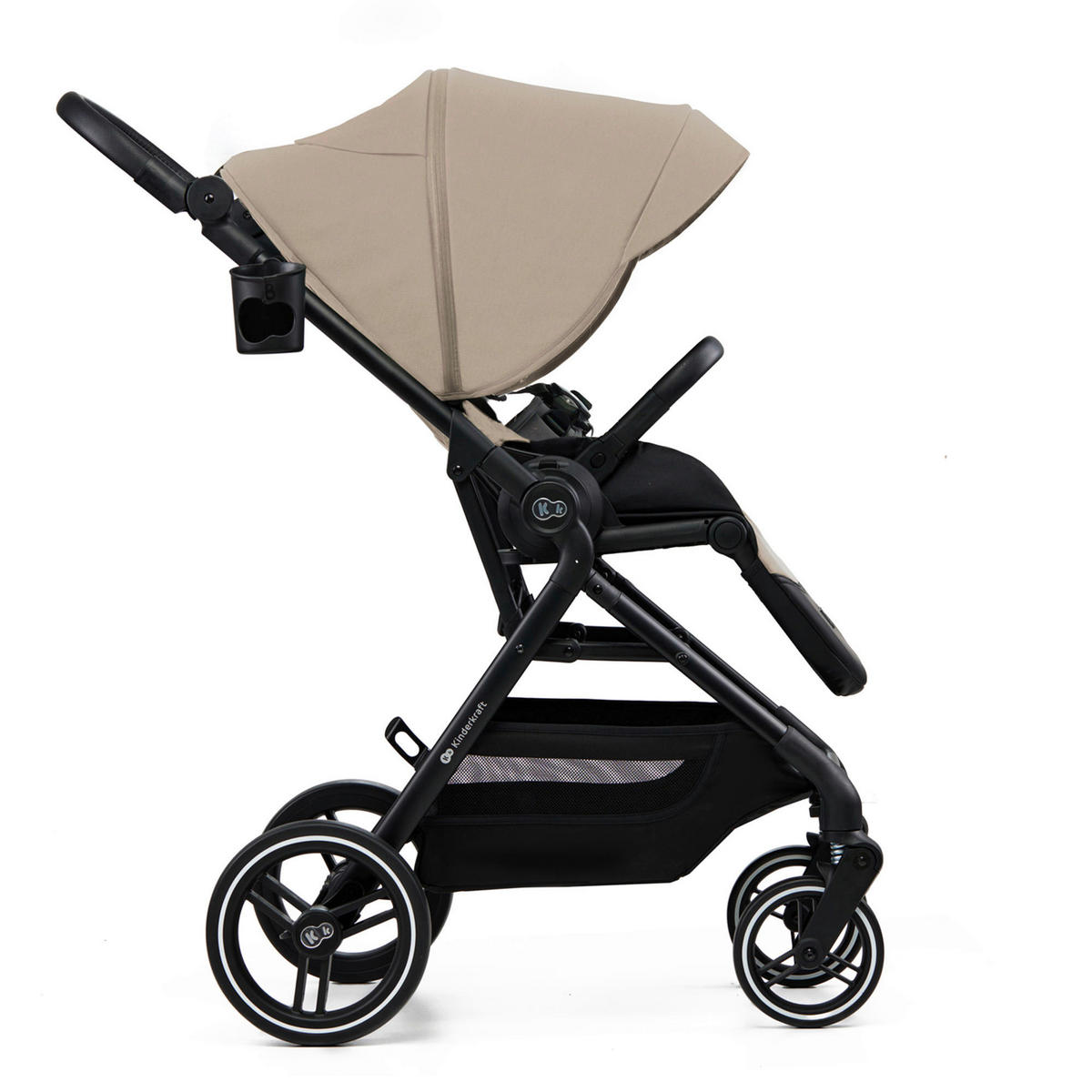 BUGGY Yoxi  - Schwarz Hochglanz/Beigebraun, Basics, Kunststoff/Textil (59/91/106cm) - Kinderkraft
