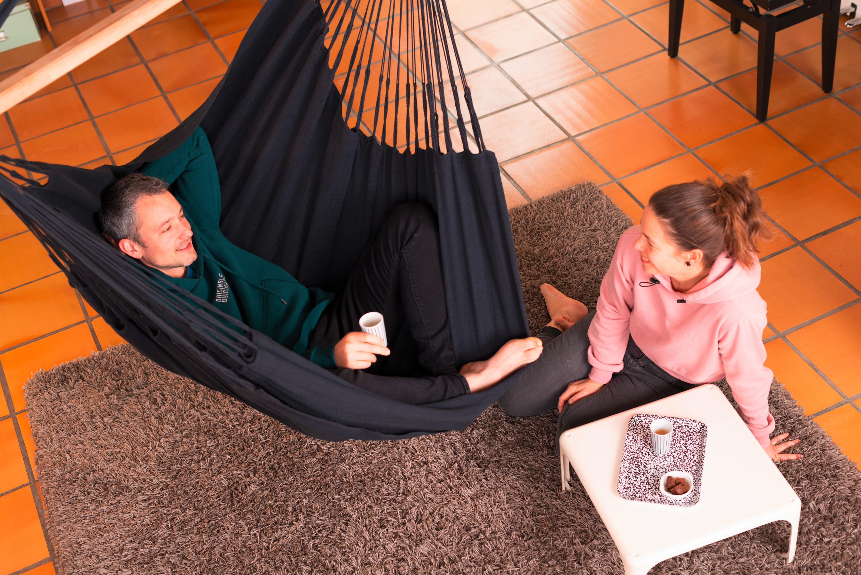HÄNGESESSEL comfort chair  - Schwarz, KONVENTIONELL, Holz/Textil (110cm)