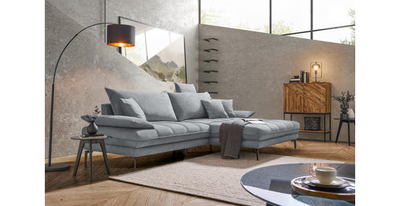 ECKSOFA in Webstoff Grau 292/176 cm - Schwarz/Grau, MODERN, Textil/Metall (292/176cm) - Carryhome