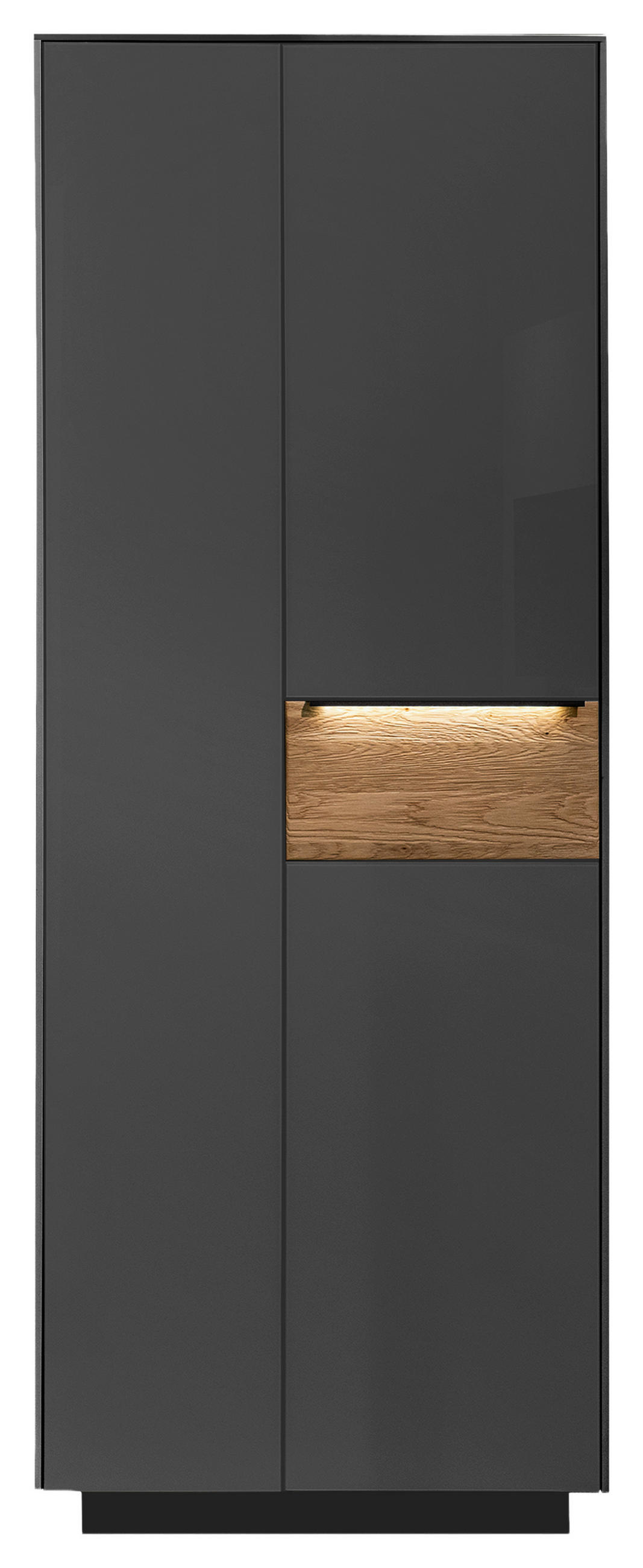 GARDEROBENSCHRANK  in 72/194/32 cm  - Eichefarben/Anthrazit, Design, Glas/Holzwerkstoff (72/194/32cm) - Novel