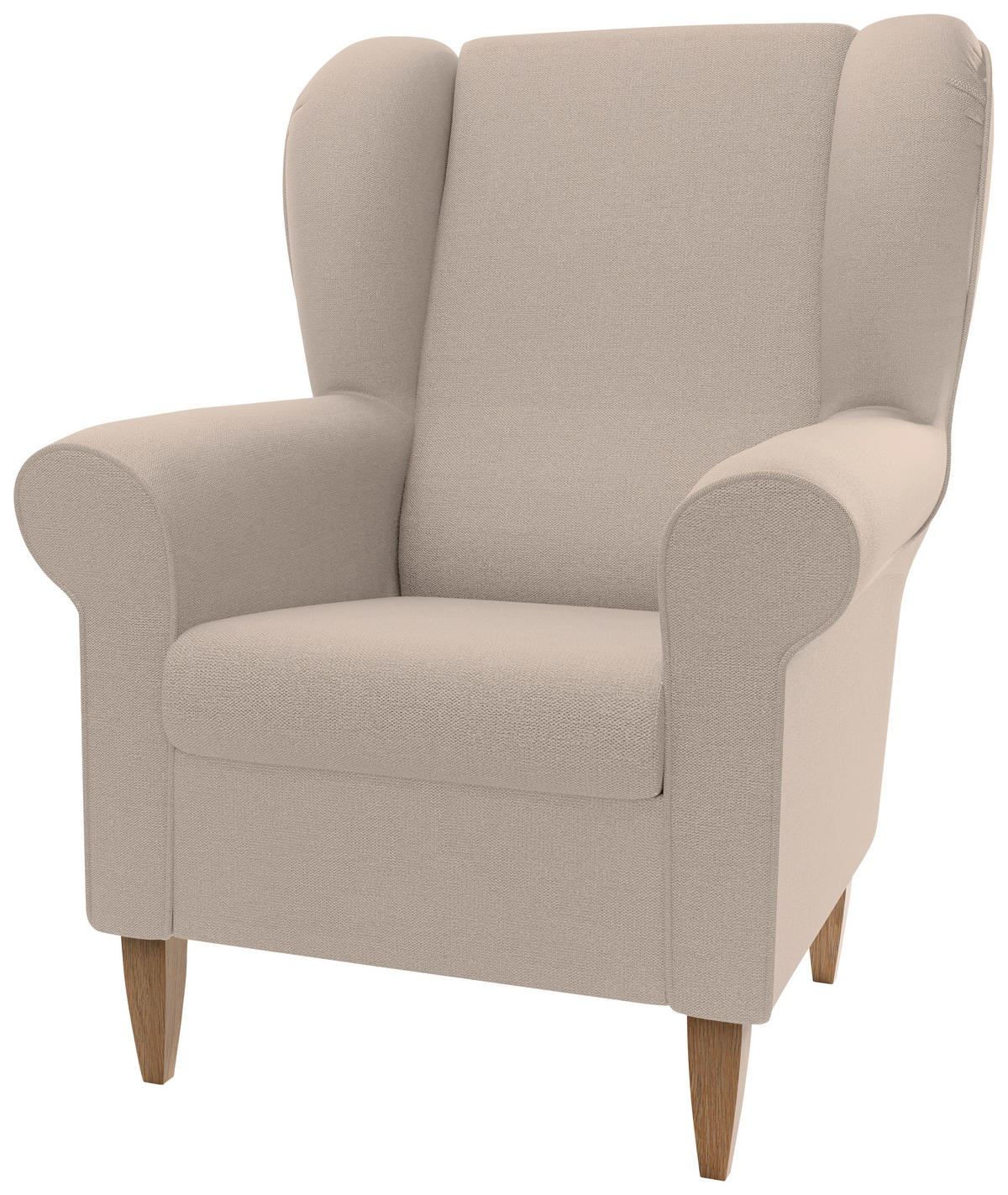OHRENSESSEL ASINO Struktur Beige  - Beige/Naturfarben, KONVENTIONELL, Holz/Textil (80/102/86cm) - Livetastic