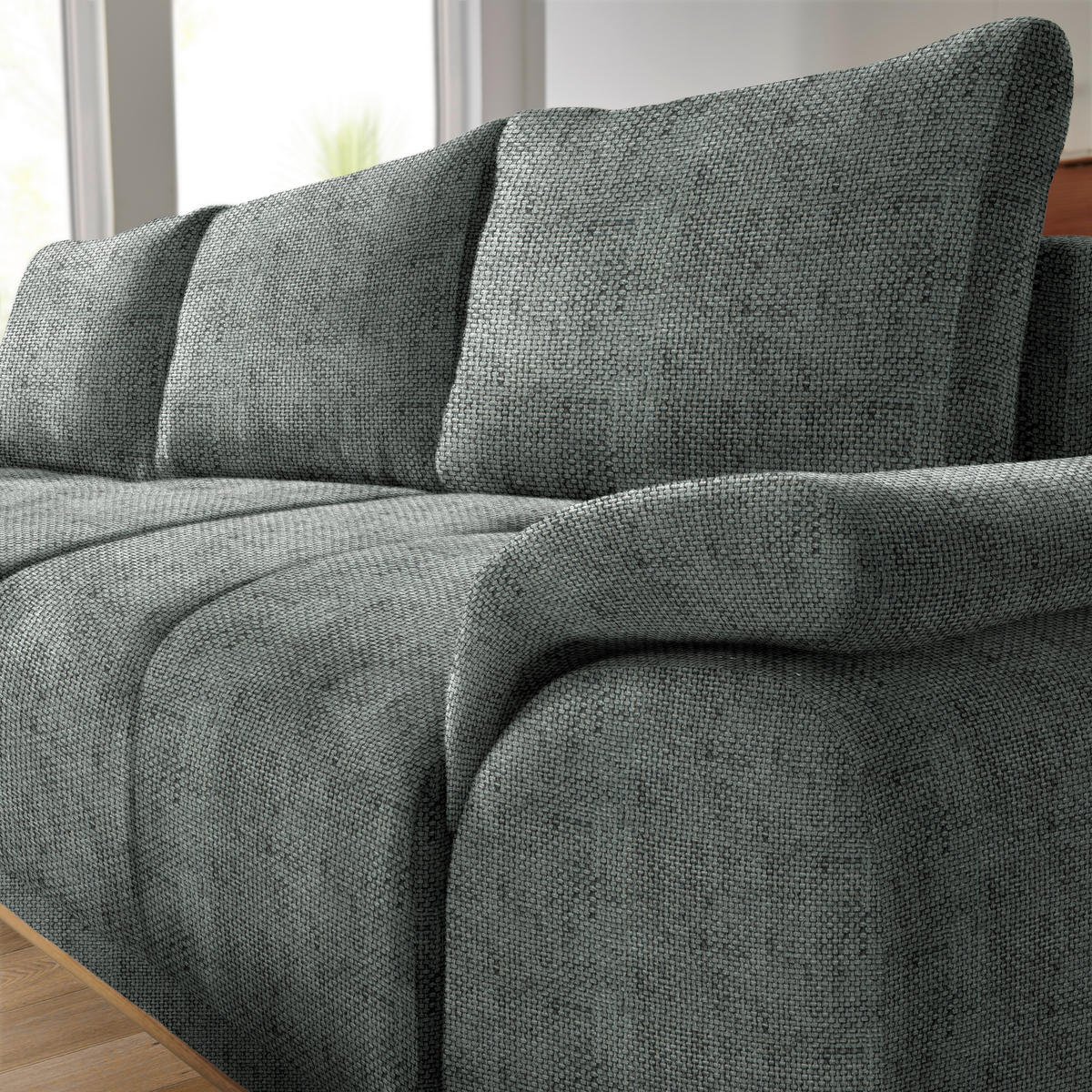 ECKSOFA in Struktur Dunkelgrau  - Dunkelgrau/Schwarz, Modern, Textil/Metall (168/262cm) - home24