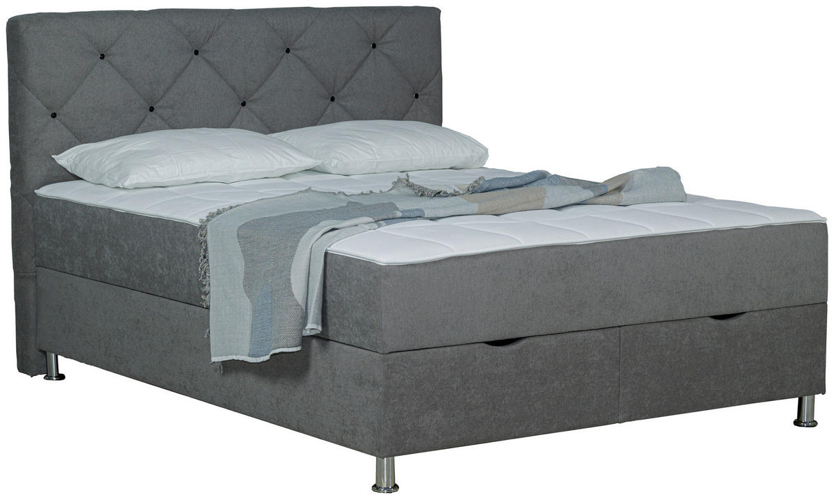 BOXBETT 180/200 cm  in Grau  - Chromfarben/Grau, Design, Kunststoff/Textil (180/200cm) - Boxxx