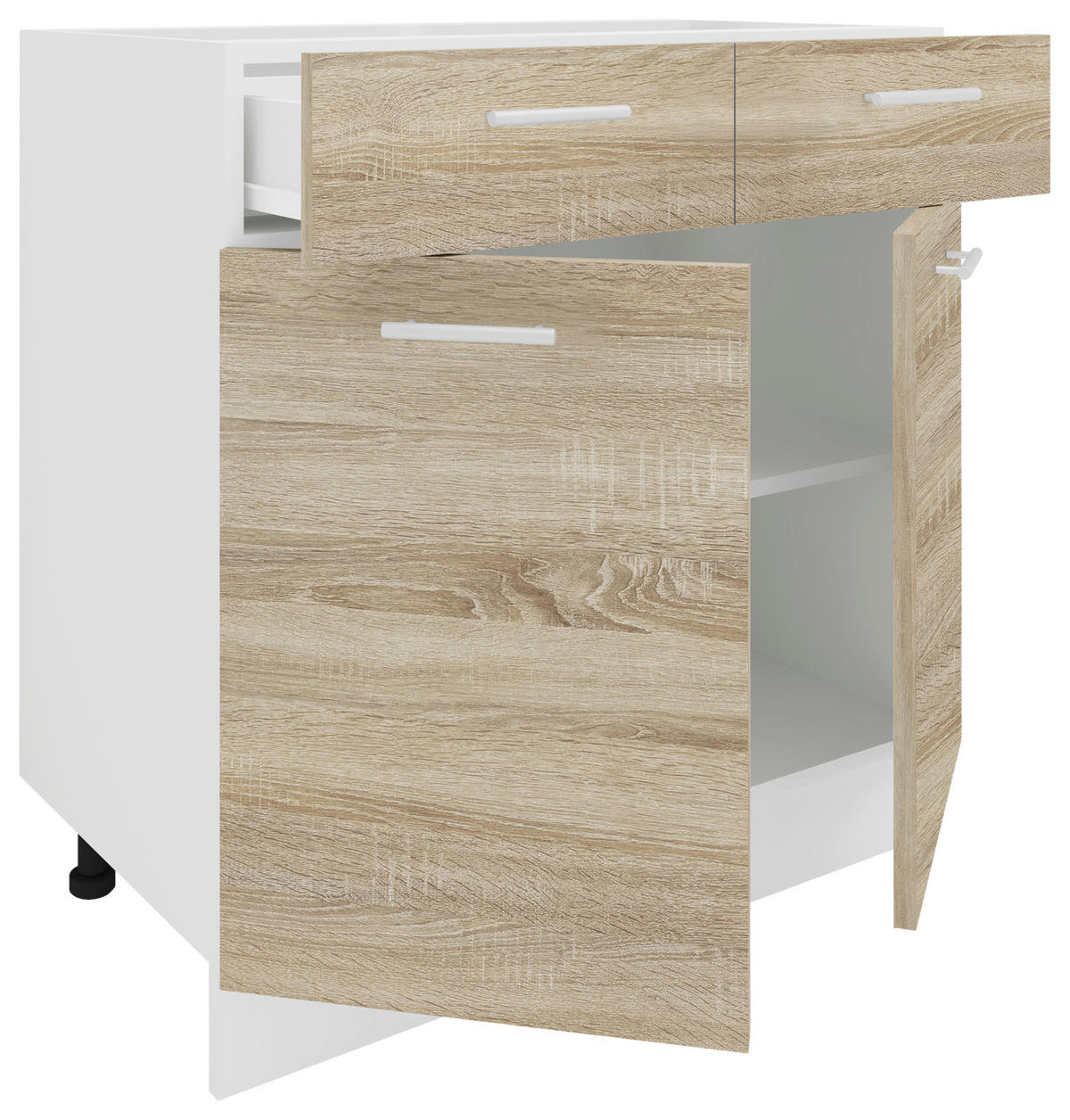 KÜCHENUNTERSCHRANK 80/82/46 cm  in Weiss, Sonoma Eiche  - Weiss/Alufarben, Konventionell, Holzwerkstoff/Metall (80/82/46cm) - MID.YOU