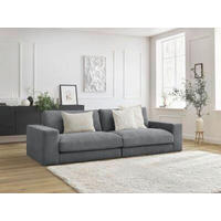 3-SITZER-SOFA LEONARD Struktur Dunkelgrau  - Dunkelgrau/Schwarz, MODERN, Kunststoff/Textil (274/77/109cm)