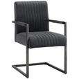 ARMLEHNSTUHL in Eisen Samt - Schwarz/Grau, Trend, Textil/Metall (54/91/63cm) - Ambia Home