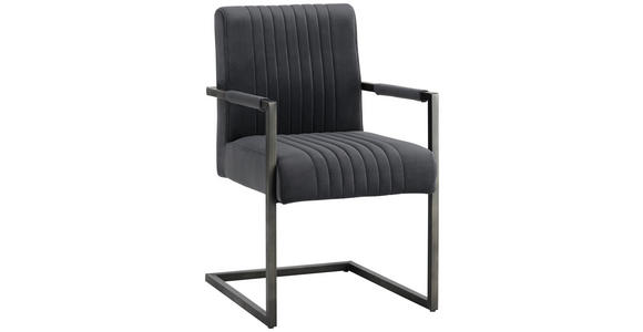 ARMLEHNSTUHL in Eisen Samt - Schwarz/Grau, Trend, Textil/Metall (54/91/63cm) - Ambia Home