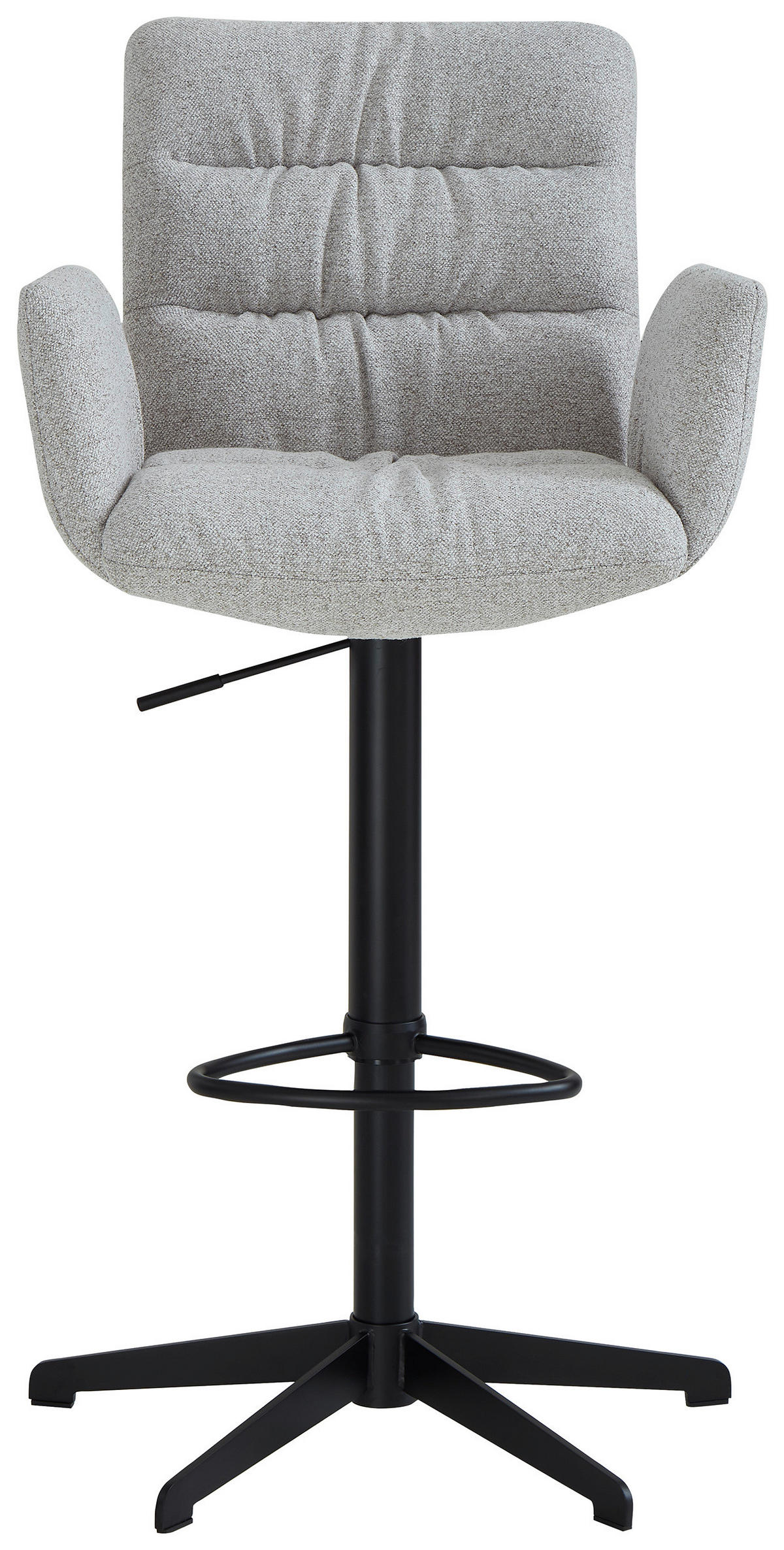 BARHOCKER Leinenoptik Schwarz, Hellgrau Stahl Sitzfläche 360° drehbar  - Hellgrau/Schwarz, Design, Textil/Metall (58/125/57cm) - Dieter Knoll
