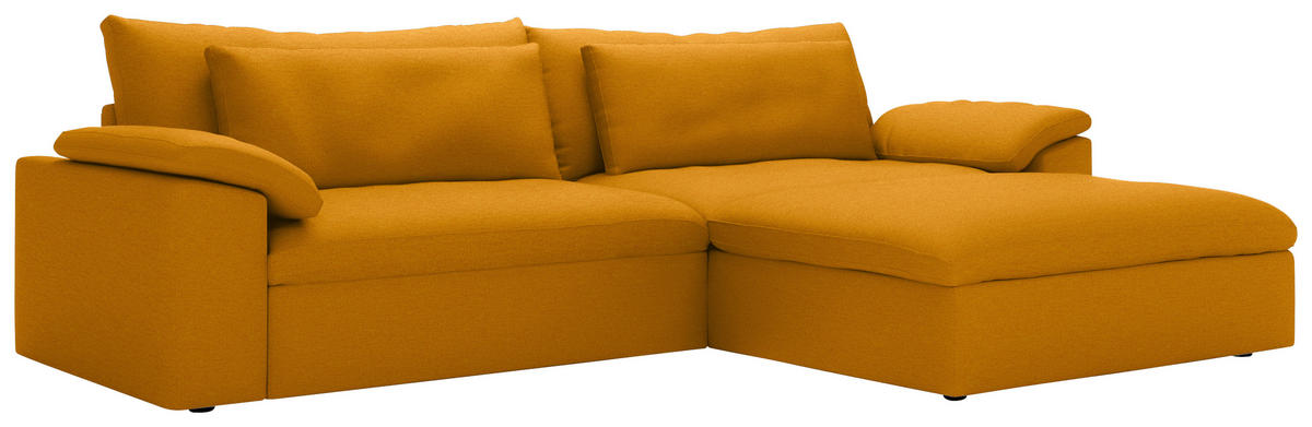ECKSOFA Flachgewebe Currygelb  - Currygelb/Schwarz, Modern, Kunststoff/Textil (306/198cm) - Carryhome