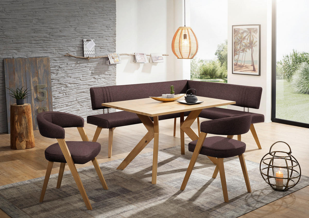 ECKBANK in Holz, Textil Dunkelbraun, Wildeiche  - Wildeiche/Eichefarben, Design, Holz/Textil (200/170cm) - Venda