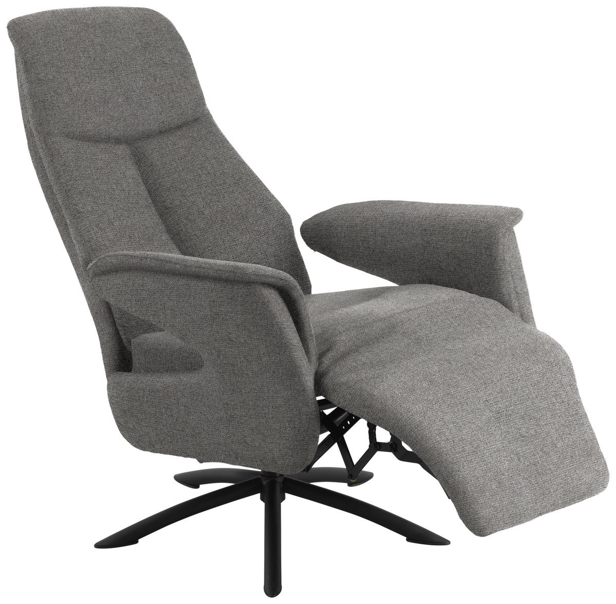 RELAXSESSEL Webstoff Relaxfunktion, Kopfteilverstellung    - Graubraun/Schwarz, Design, Textil/Metall (73/108/86cm) - Welnova