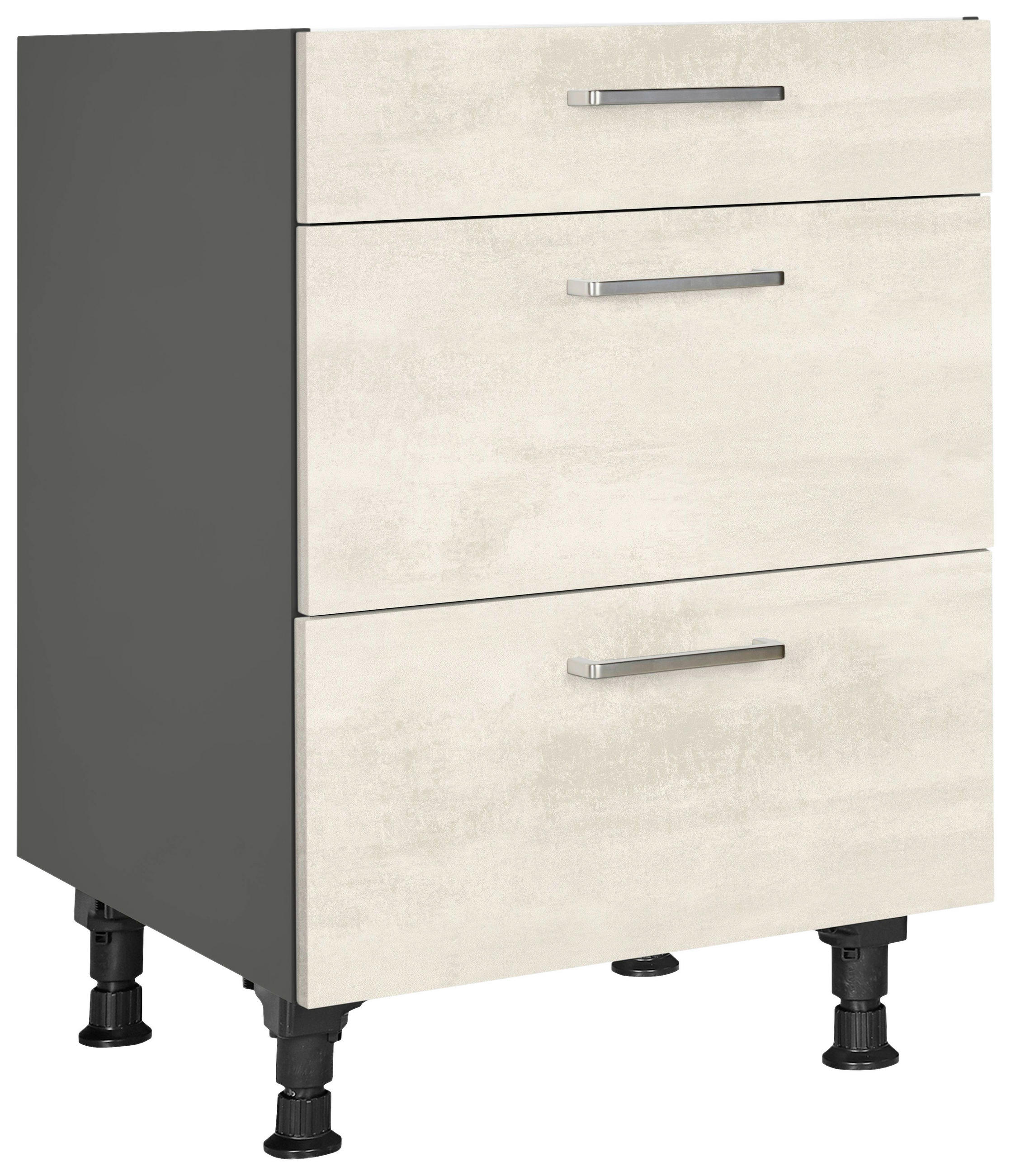 SCHUBKASTENUNTERSCHRANK 60/87/56 cm  in Weiß  - Schieferfarben/Edelstahlfarben, MODERN, Holzwerkstoff/Metall (60/87/56cm) - Nobilia