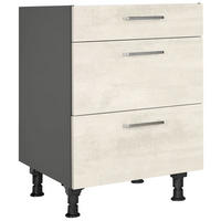 SCHUBKASTENUNTERSCHRANK 60/87/56 cm  in Weiß  - Schieferfarben/Edelstahlfarben, MODERN, Holzwerkstoff/Metall (60/87/56cm) - Nobilia