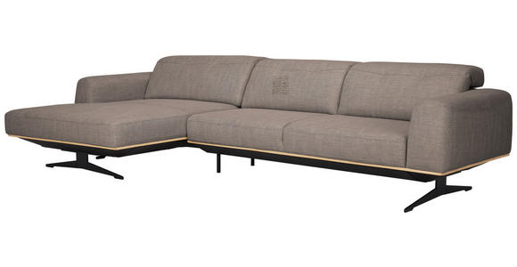 ECKSOFA in Struktur Cappuccino  - Eichefarben/Schwarz, Design, Holz/Textil (163/305cm) - Novel