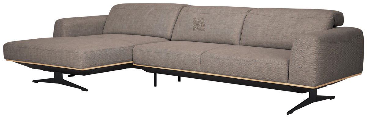 ECKSOFA Cappuccino Struktur  - Eichefarben/Schwarz, Design, Holz/Textil (163/305cm) - Novel