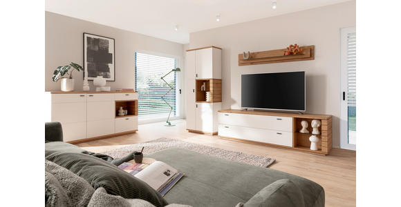 WOHNWAND  in Weiß, Wildeiche  305/202/50 cm  - Wildeiche/Anthrazit, Design, Glas/Holz (305/202/50cm) - Novel