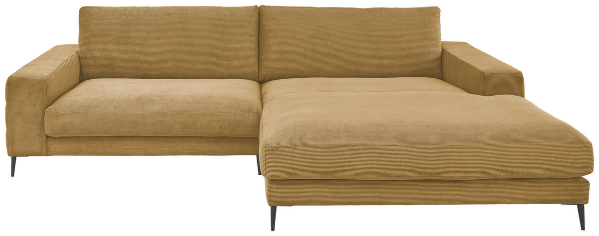 ECKSOFA in Feincord Gelb, Grün  - Gelb/Schwarz, Design, Textil/Metall (293/207cm) - Dieter Knoll