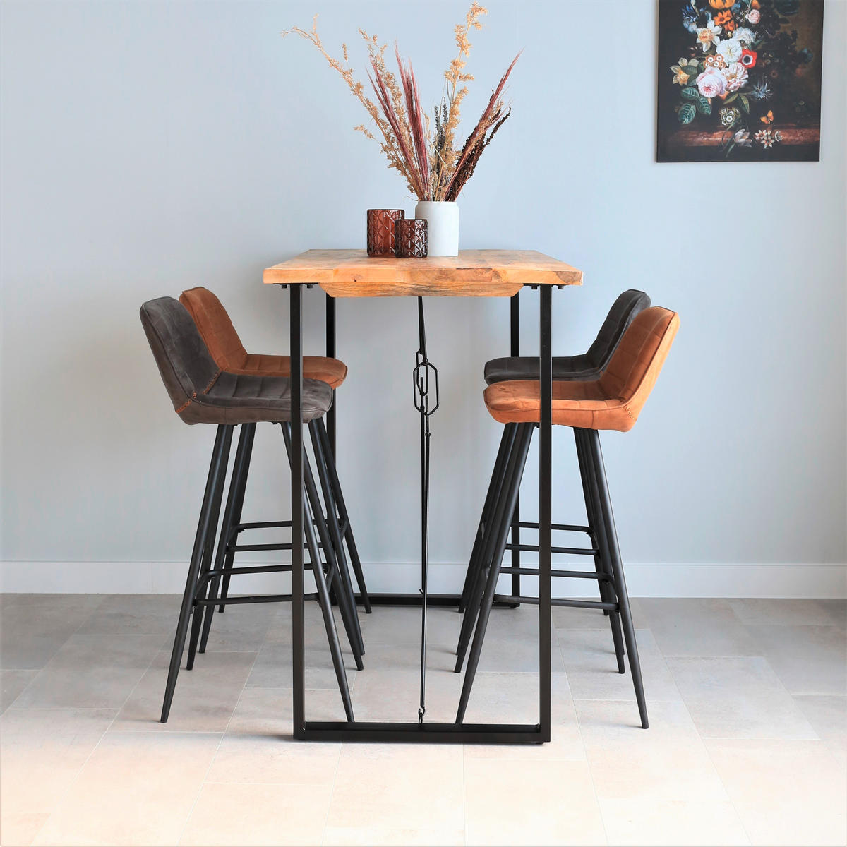 BARTISCH Mangoholz vollmassiv rechteckig Braun  - Schwarz/Braun, MODERN, Holz/Metall (130/70/110cm) - MID.YOU