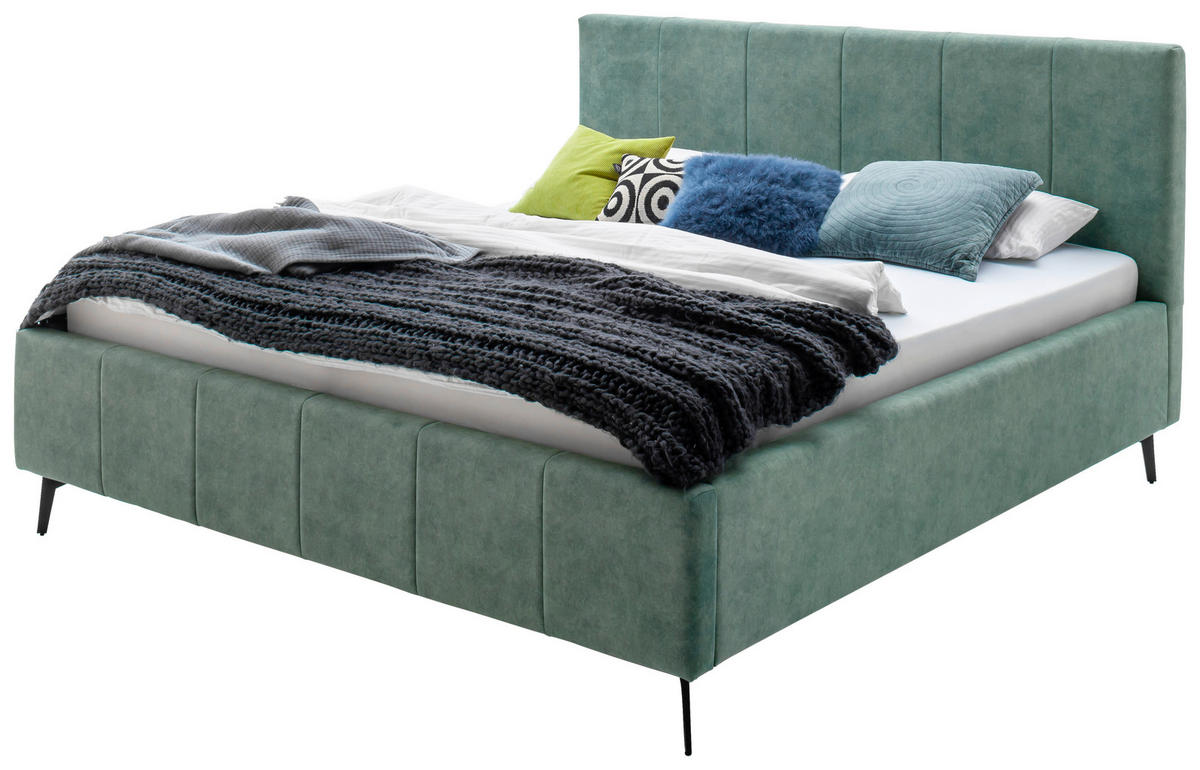POLSTERBETT 180/200 cm  in Grün  - Weiss/Birkefarben, Konventionell, Holz/Textil (180/200cm) - Boxxx