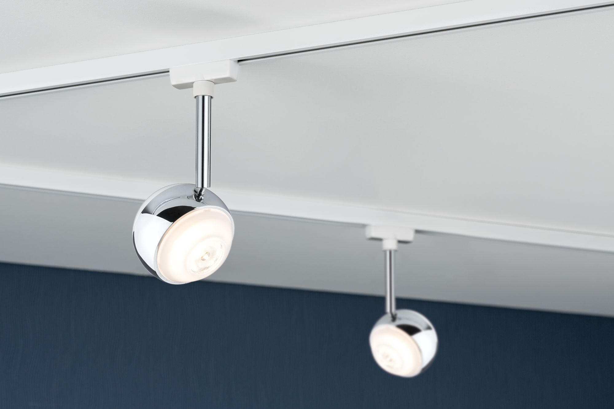 SCHIENENSYSTEM-STRAHLER - Chromfarben/Weiß, Design, Metall (8/21/8cm) - Paulmann