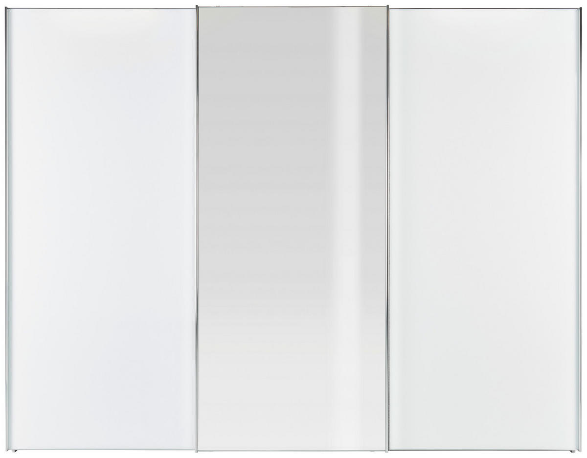 SCHWEBETÜRENSCHRANK 280/222/68 cm 3-türig Weiß  - Chromfarben/Weiß, KONVENTIONELL, Glas/Holzwerkstoff (280/222/68cm) - Moderano