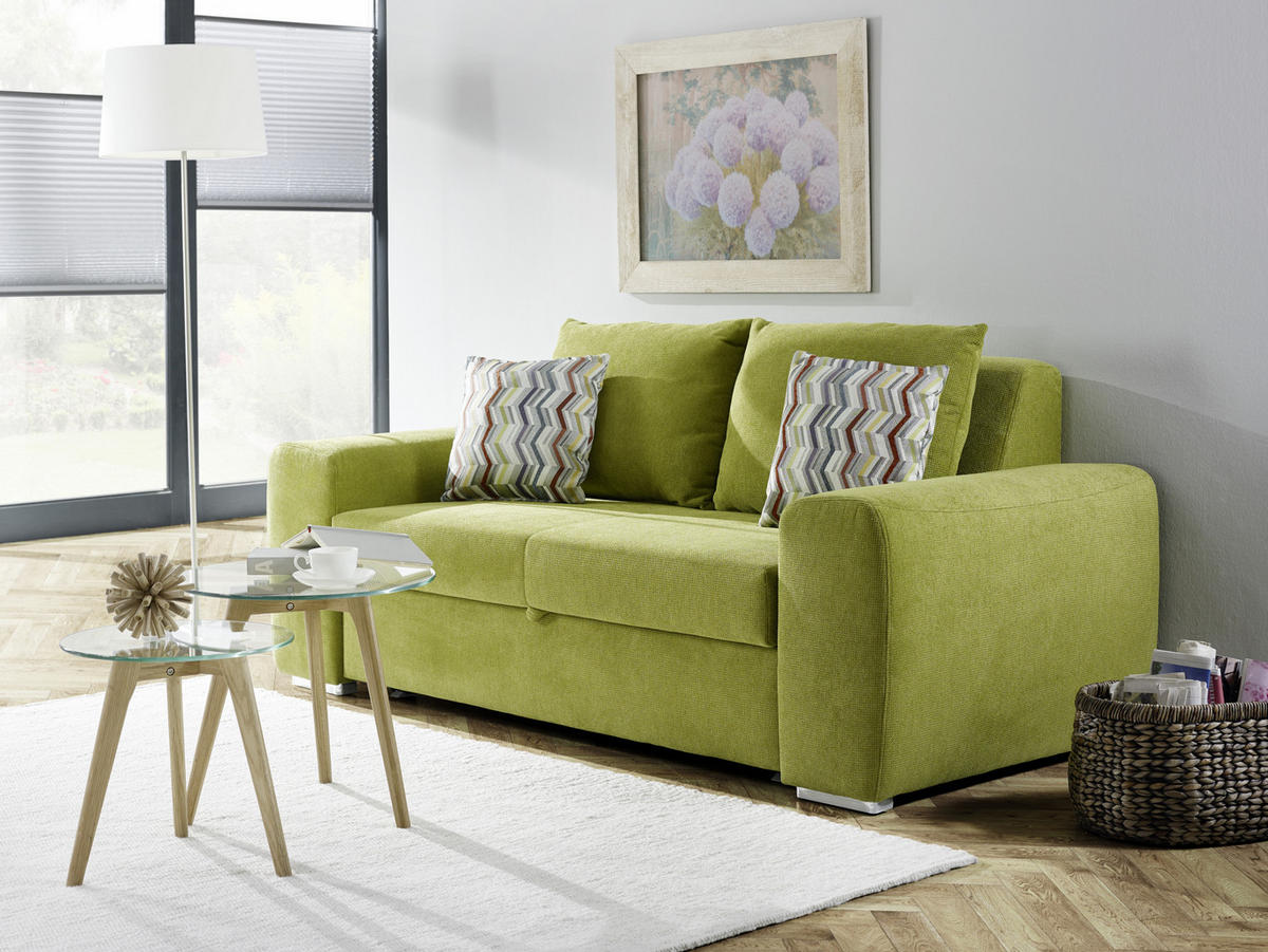 SCHLAFSOFA in Beige  - Chromfarben/Beige, Design, Holz/Textil (199/92/97cm) - Hom`in