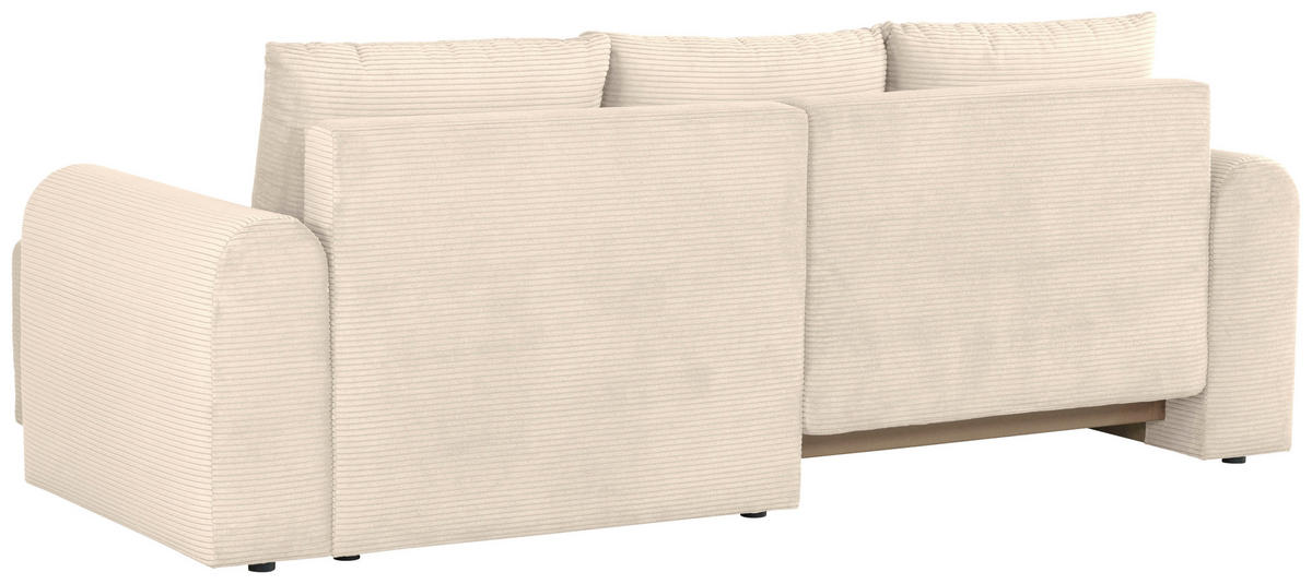 ECKSOFA in Cord Creme  - Creme/Schwarz, Design, Kunststoff/Textil (250/151cm) - MID.YOU