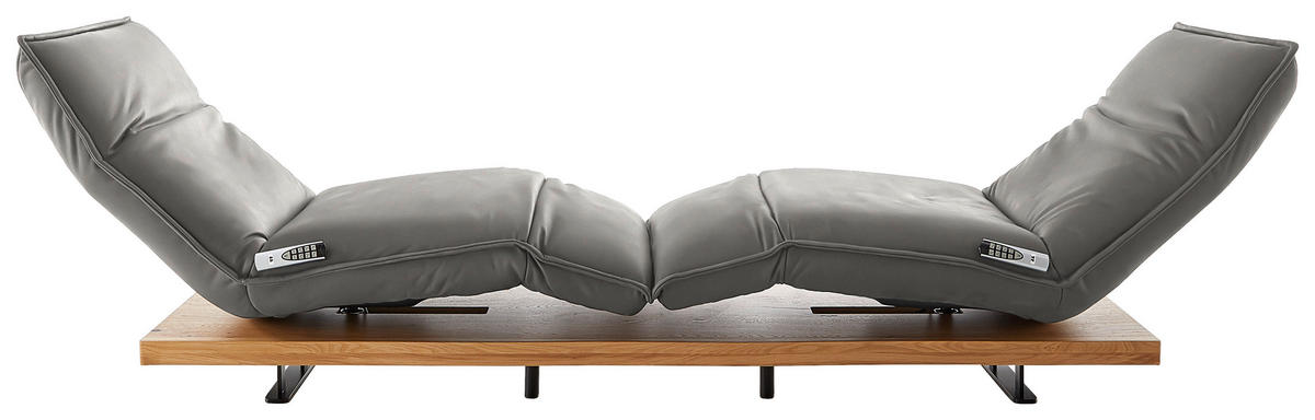 2-SITZER-SOFA in Leder Hellgrau  - Eichefarben/Hellgrau, Natur, Leder/Holz (240/63/115cm) - Koinor