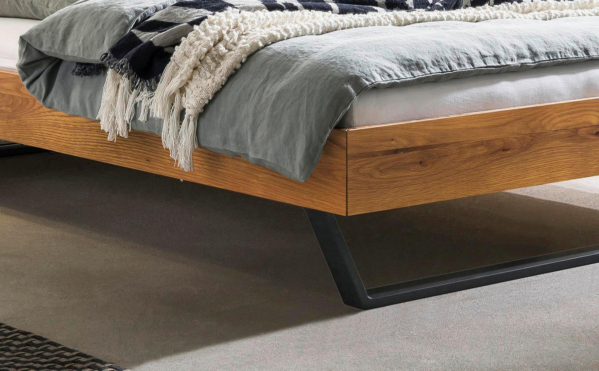 BETT 160/200 cm  in Anthrazit, Wildeiche  - Wildeiche/Anthrazit, Natur, Holz/Metall (160/200cm) - Hasena