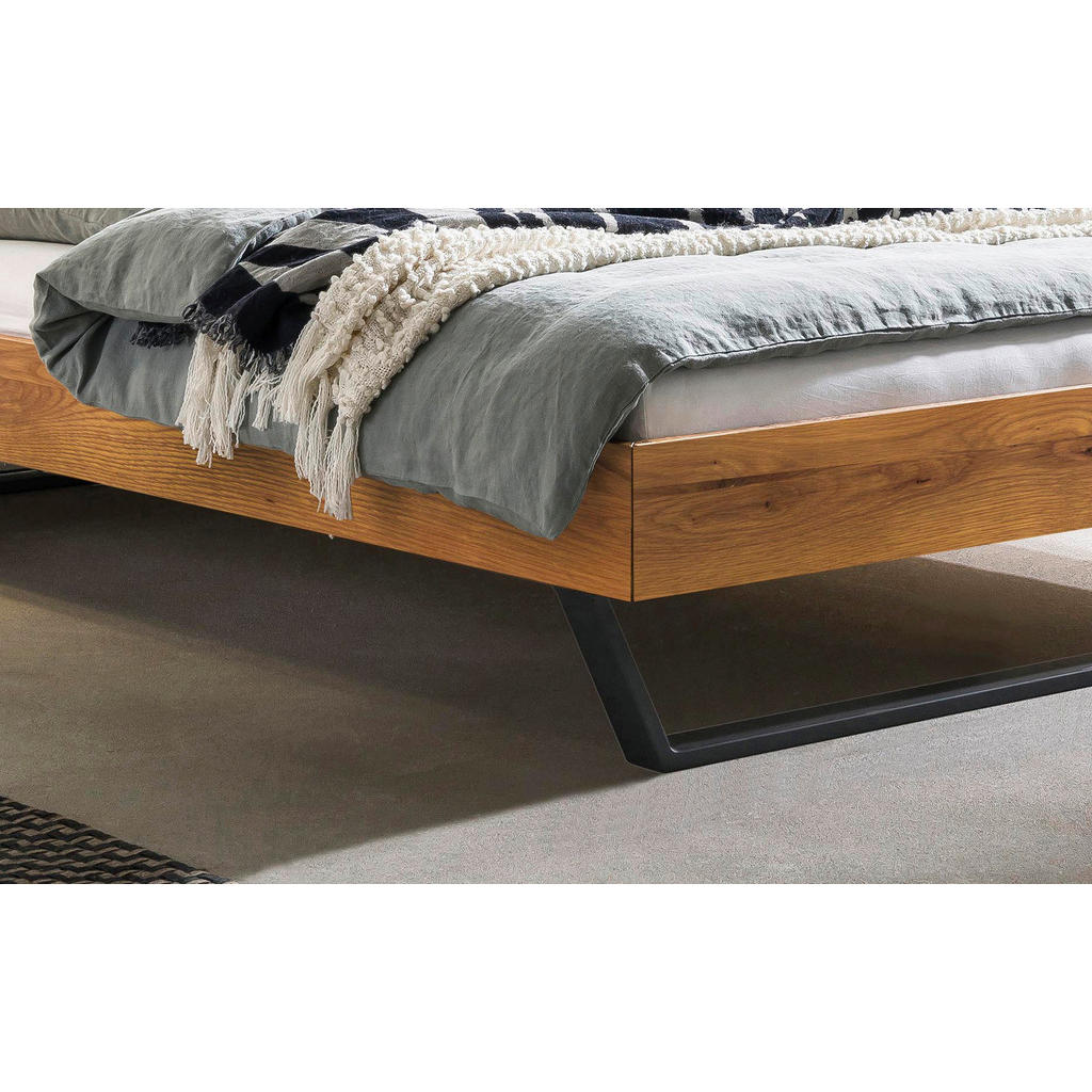 Thumbnail - Hasena Bett, Anthrazit, Wildeiche, Holz, Wildeiche, massiv, Höhe ca. 22 cm, 160x200 cm, gepolstertes Kopfteil, in versch...