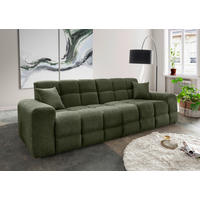 VIERSITZER-SOFA in Bouclé Waldgrün  - Waldgrün/Schwarz, MODERN, Kunststoff/Textil (300/87/120cm) - Livetastic