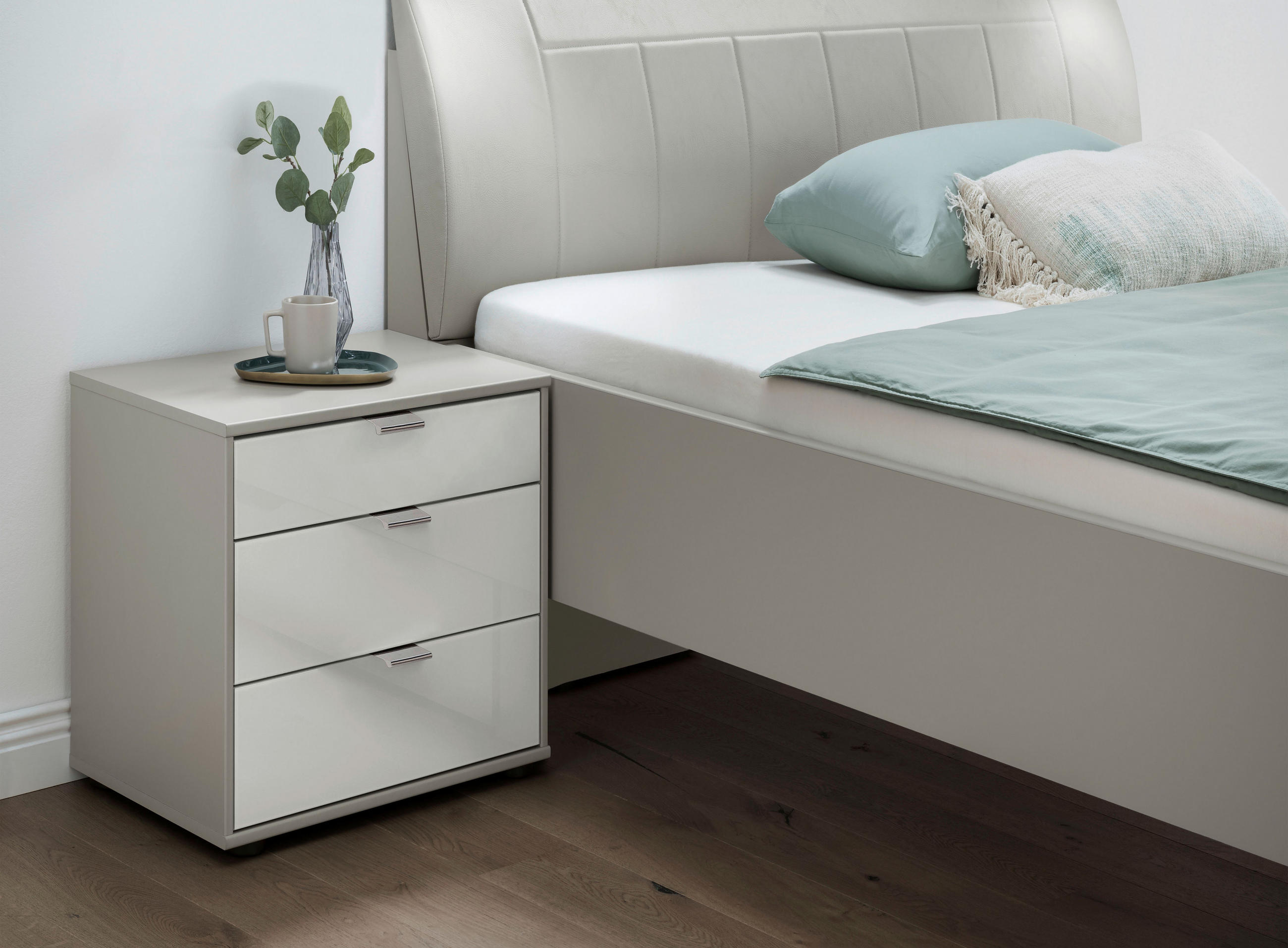 NACHTSCHRANK 40/48/43 cm  - Chromfarben/Schwarz, KONVENTIONELL, Glas/Holzwerkstoff (40/48/43cm) - Dieter Knoll