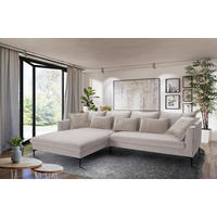ECKSOFA PIAZZA Beige Flachgewebe  - Beige/Schwarz, Design, Textil/Metall (187/321cm) - Livetastic