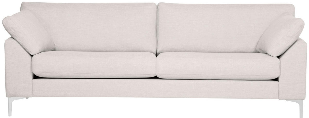 SOFFA i flatväv sandfärgad  - sandfärgad/kromfärg, Klassisk, metall/trä (225/84/85cm) - Hom`in
