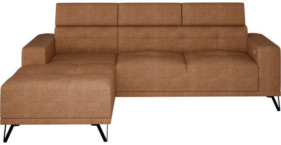 ECKSOFA Rostfarben Chenille - Rostfarben/Schwarz, KONVENTIONELL, Textil/Metall (178/264cm) - Hom`in
