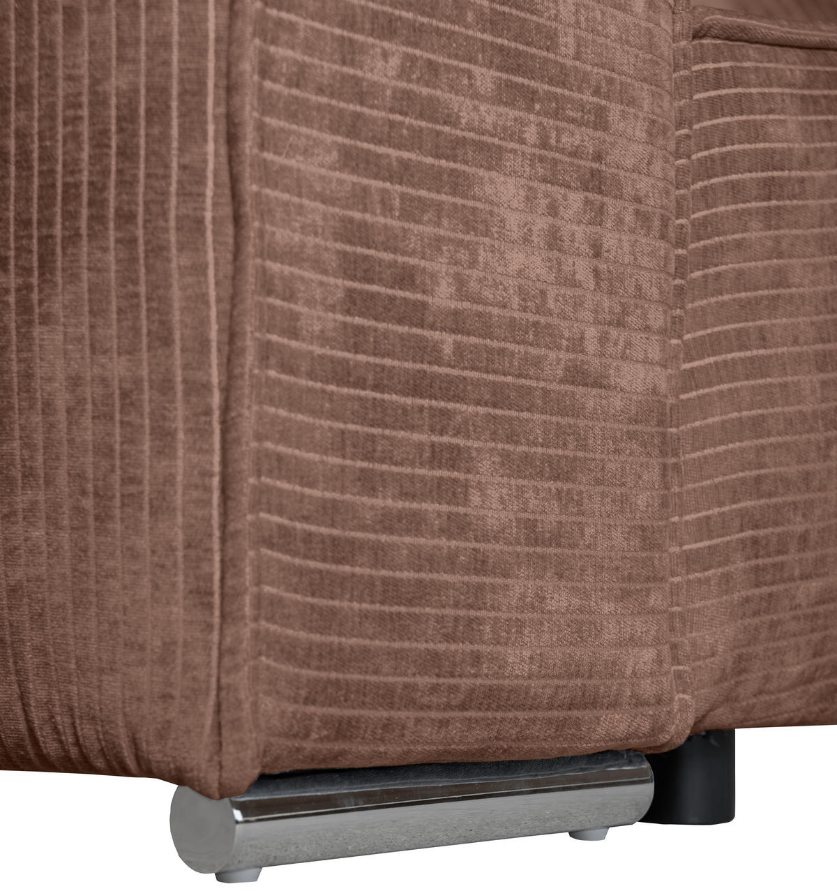 BIGSOFA Flachgewebe Altrosa  - Chromfarben/Altrosa, KONVENTIONELL, Textil/Metall (256/68/122cm) - Carryhome