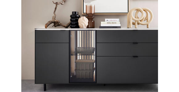 SIDEBOARD Anthrazit 186,2/86,1/46 cm - Anthrazit/Schwarz, Design, Glas/Holz (186,2/86,1/46cm) - Dieter Knoll