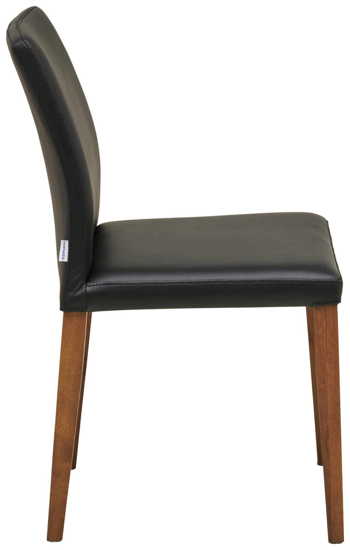 STUHL  in Echtleder pigmentiert Leder  - Walnussfarben/Schwarz, MODERN, Leder (47,5/87/57,5cm) - Livetastic