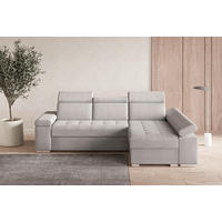 ECKSOFA TORONTO in Webstoff Hellgrau  - Silberfarben/Hellgrau, Design, Kunststoff/Textil (260/168cm) - MID.YOU