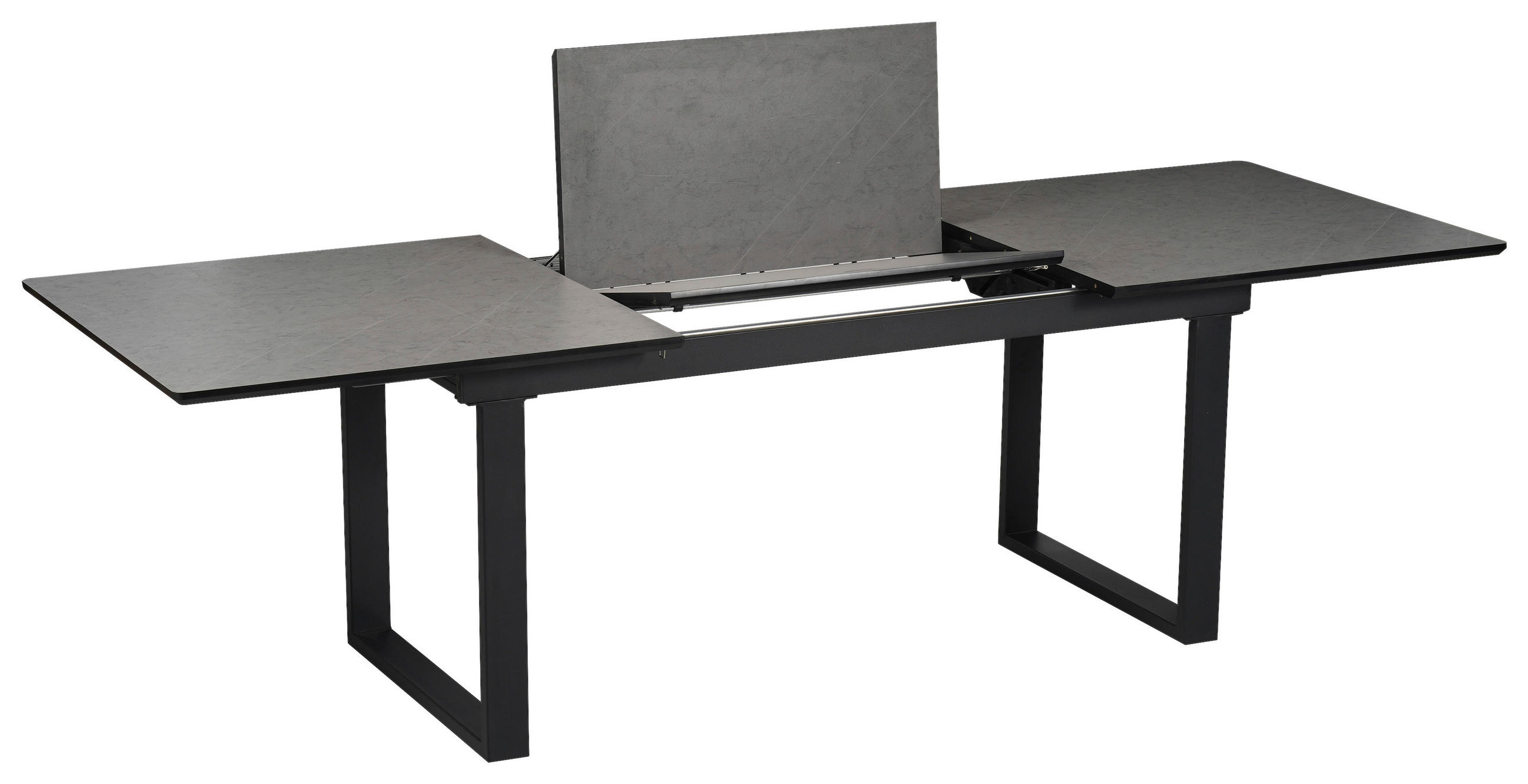 ESSTISCH in Metall, Holzwerkstoff   - Schwarz/Grau, KONVENTIONELL, Holzwerkstoff/Metall (180-260/76/90cm) - MID.YOU