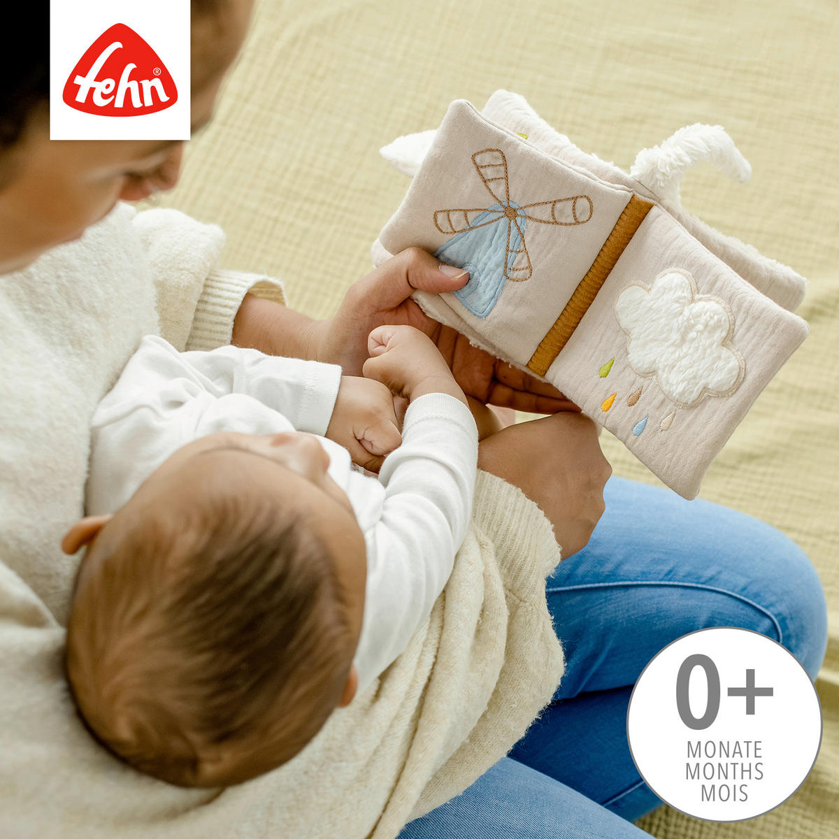 STOFFBUCH Schaf, Hase & Bär  - Creme, Basics, Textil (11/11/5cm) - Fehn
