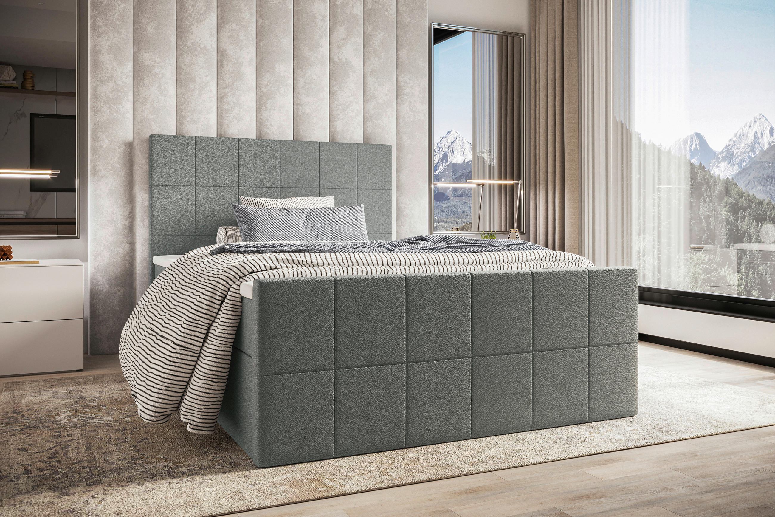 BOXBETT 120/200 cm  in Grau  - Grau, KONVENTIONELL, Kunststoff/Textil (120/200cm) - Boxxx