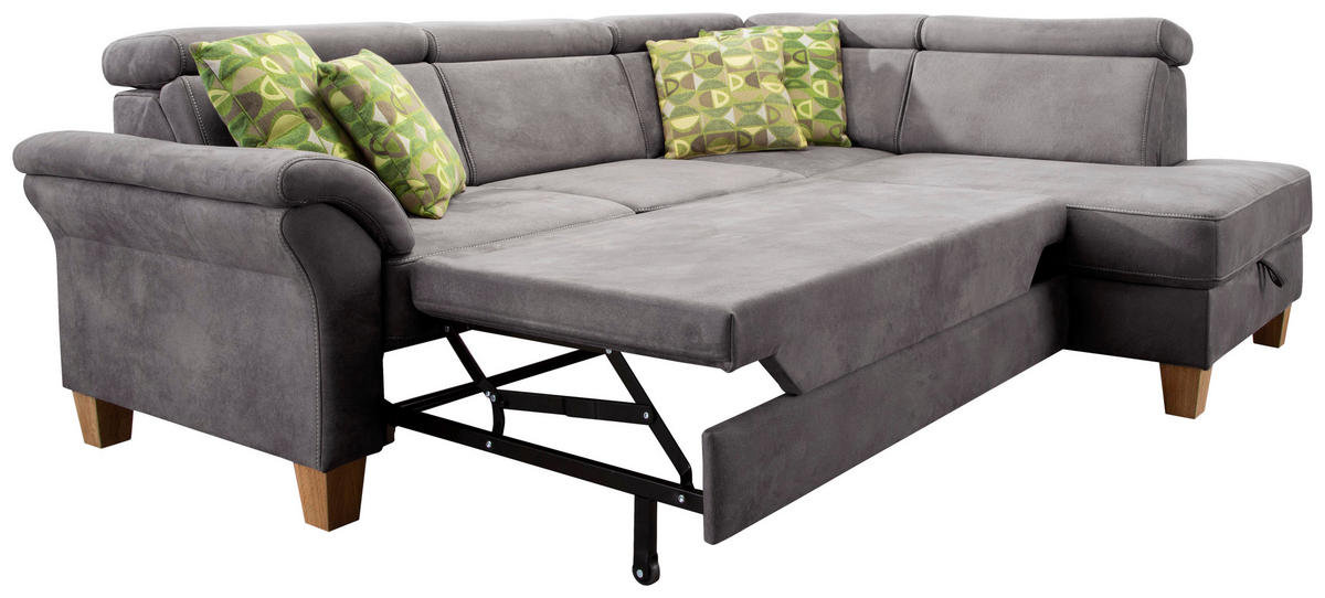 ECKSOFA in Mikrofaser Anthrazit  - Eichefarben/Anthrazit, Konventionell, Holz/Textil (245/194cm) - Sit & More