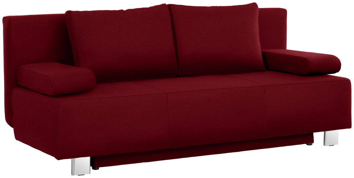 SCHLAFSOFA in Webstoff Dunkelrot  - Chromfarben/Dunkelrot, Design, Textil/Metall (197/88/89cm) - Xora