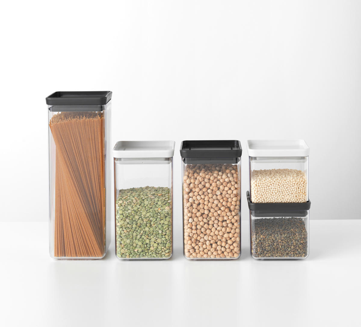 SADA DÓZ NA POTRAVINY 4-dielne - priehľadné/čierna, Design, plast (11.2/29.6/22.3cm) - Brabantia